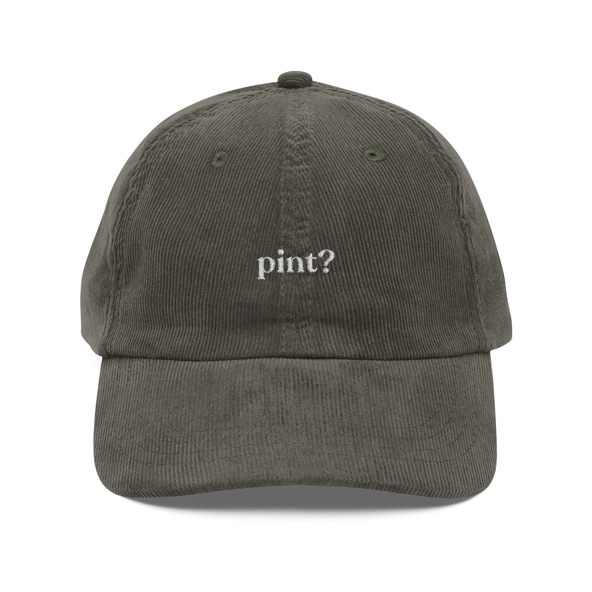 "pint?" embroidered cap – Vintage Cord Baseball Hat