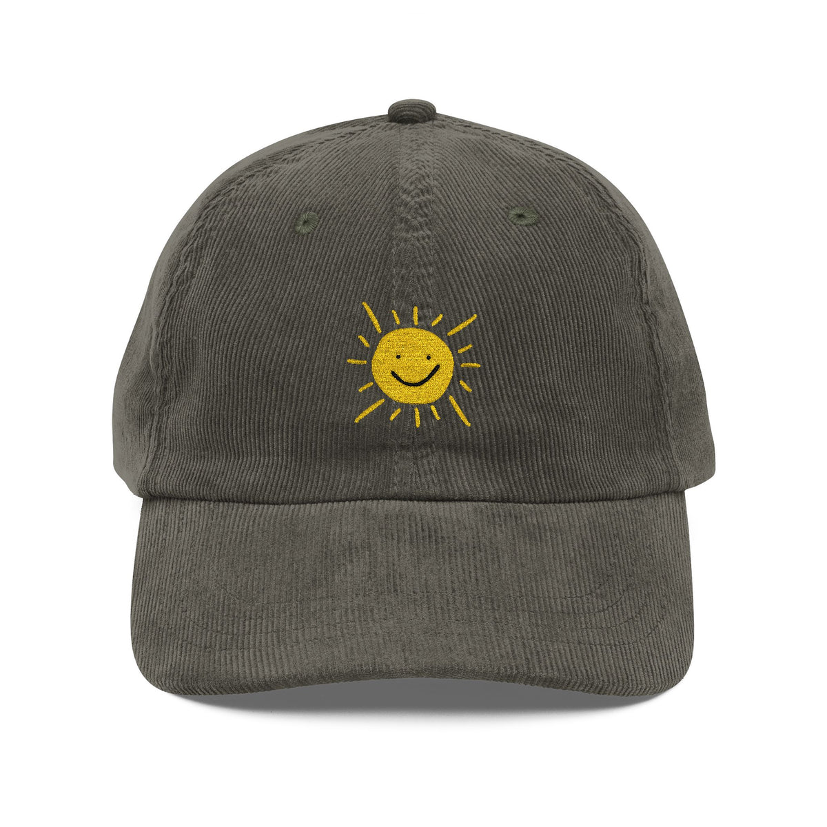 Nice Try Sun Embroidered Cap – Vintage Corduroy Smile Baseball Hat
