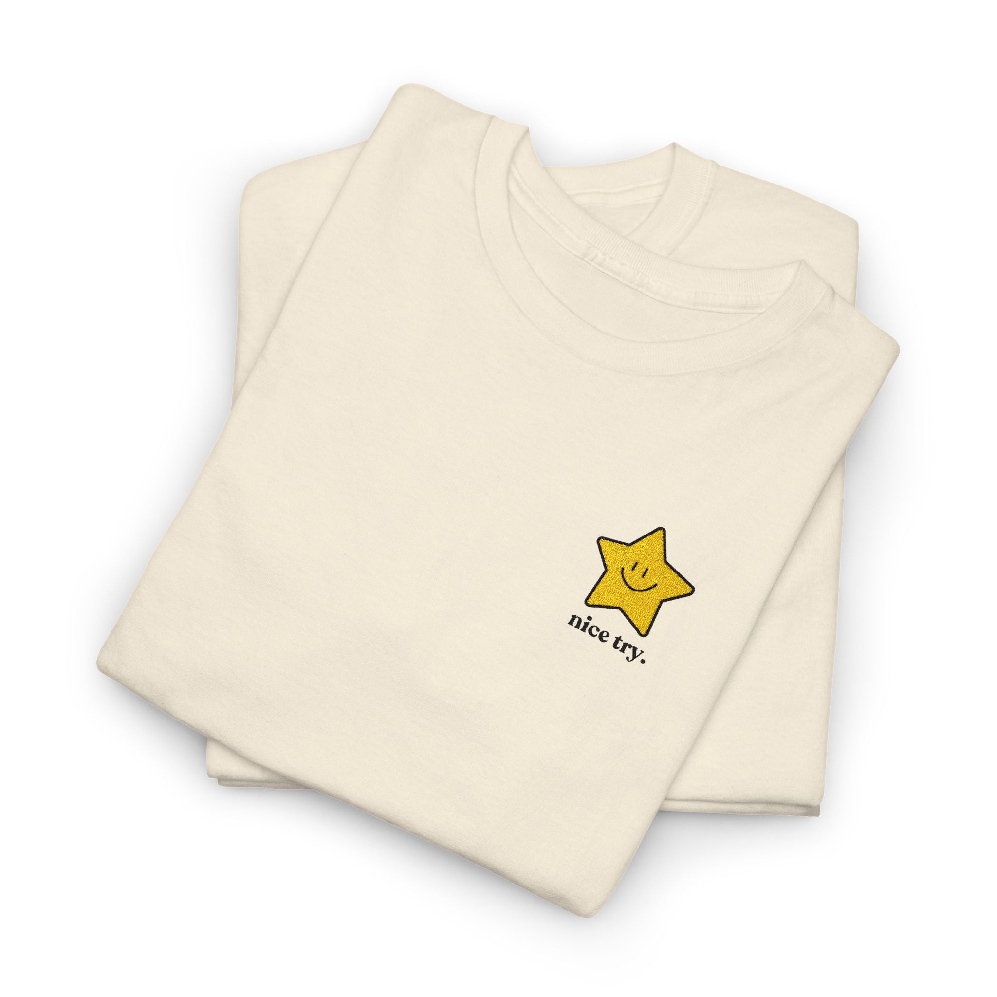 Nice Try Embroidered Heavy Cotton T-shirt White/Natural