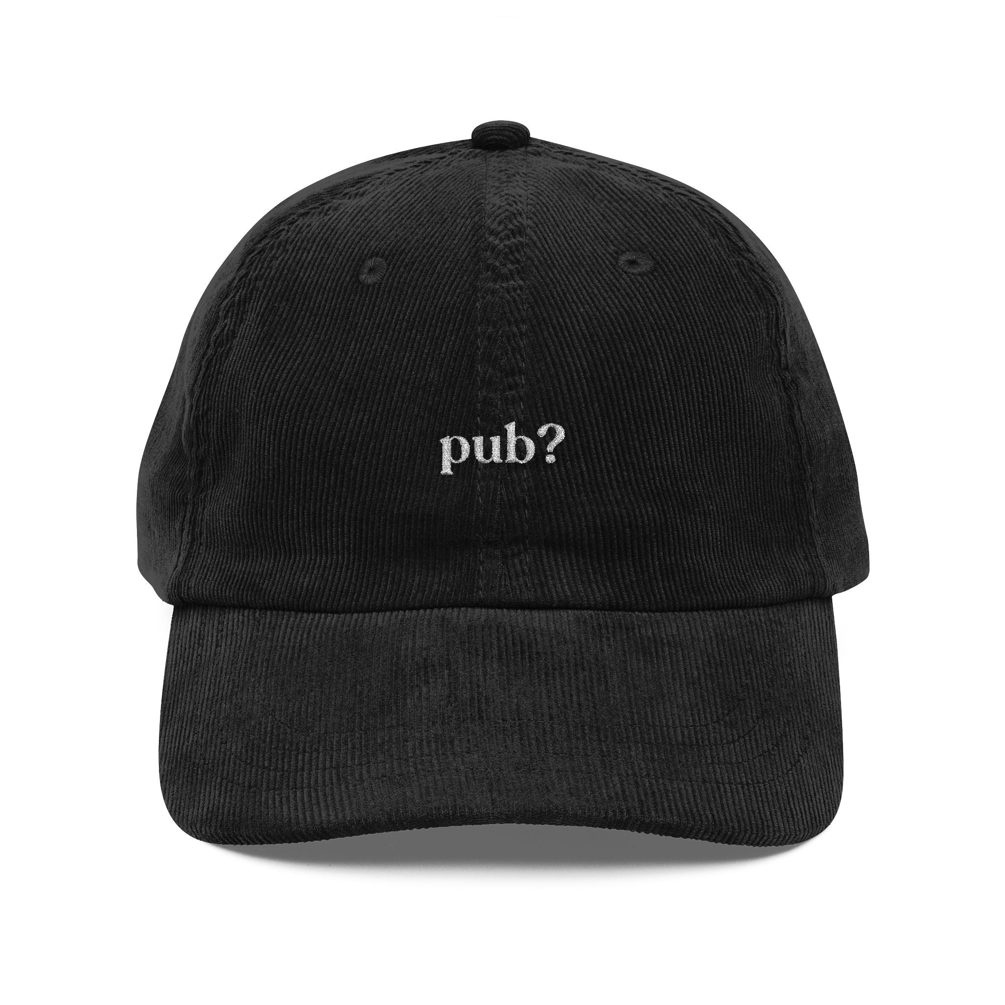 "pub?" embroidered cap – Vintage Cord Baseball Hat