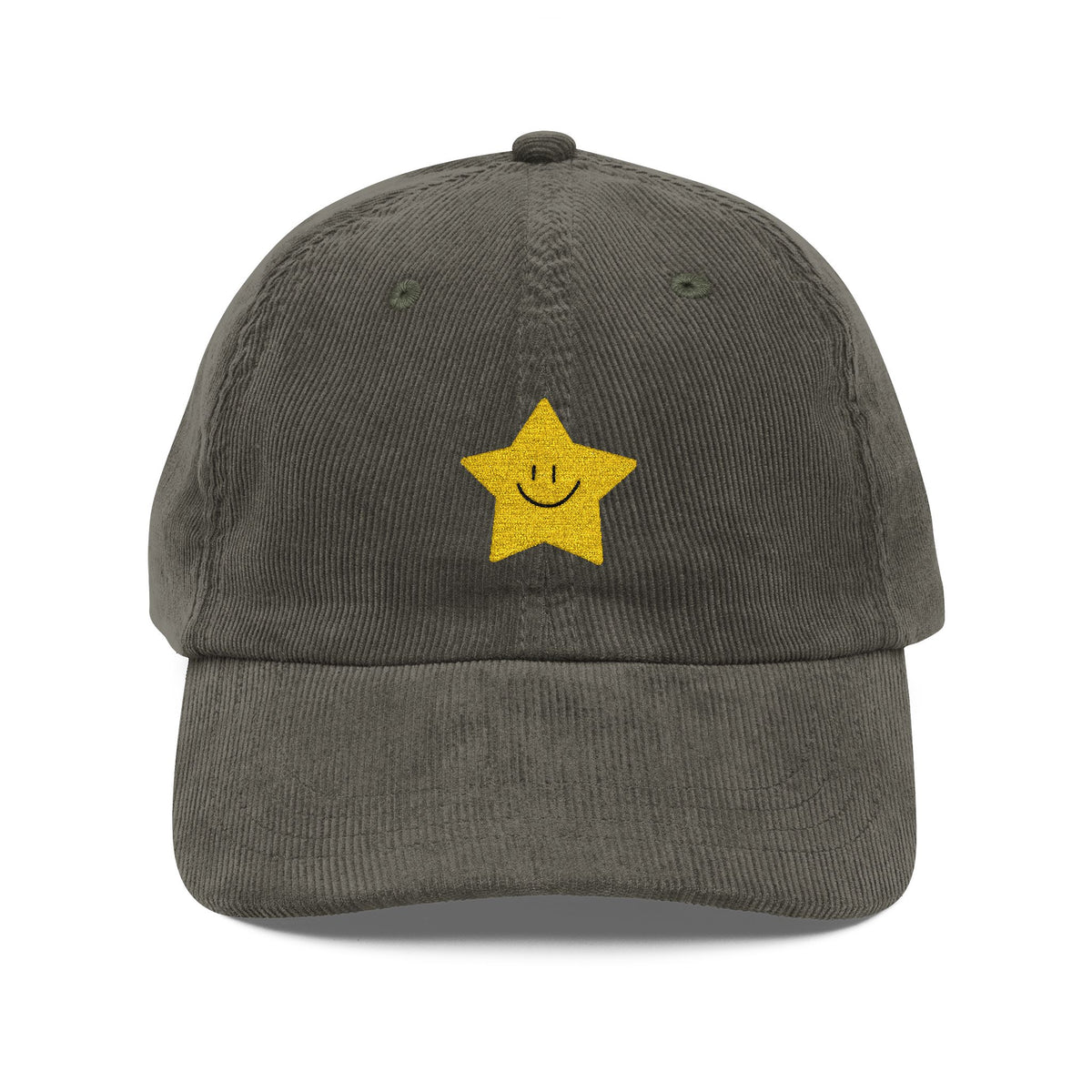 Nice Try Star Embroidered Cap – Vintage Corduroy Smile Baseball Hat