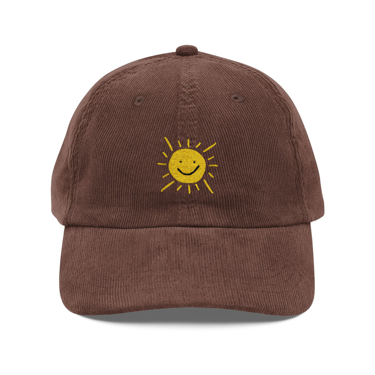 Nice Try Sun Embroidered Cap – Vintage Corduroy Smile Baseball Hat