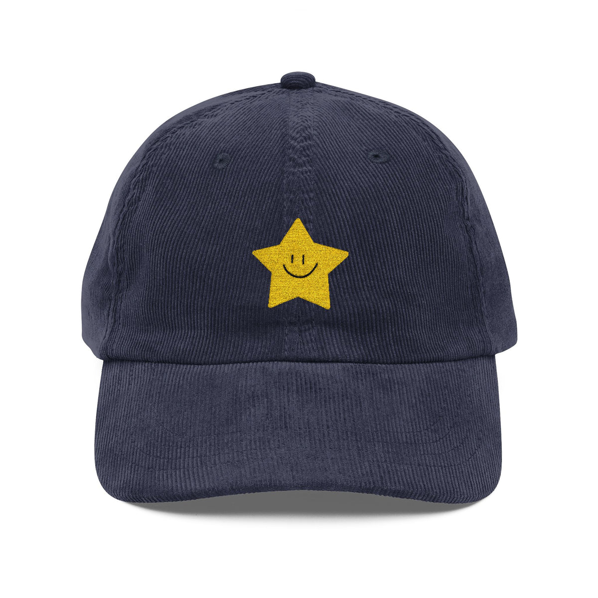 Nice Try Star Embroidered Cap – Vintage Corduroy Smile Baseball Hat