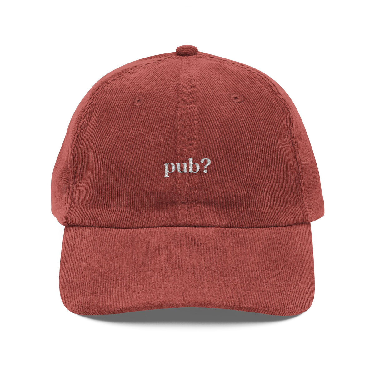 "pub?" embroidered cap – Vintage Cord Baseball Hat