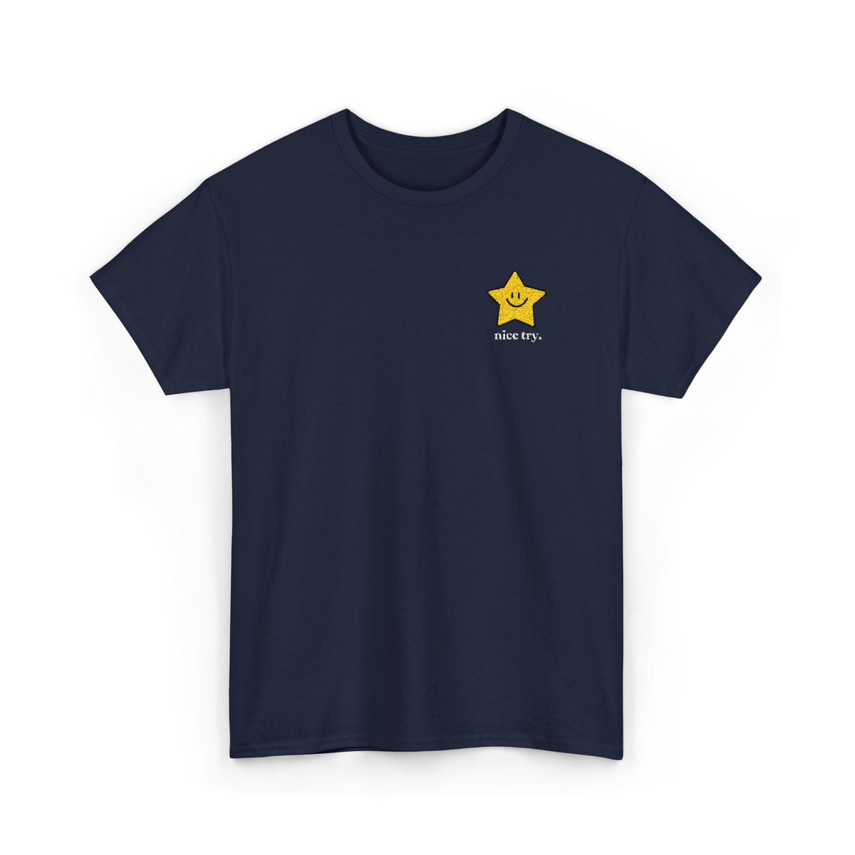 Nice Try Embroidered Heavy Cotton T-shirt (Black/Colours)