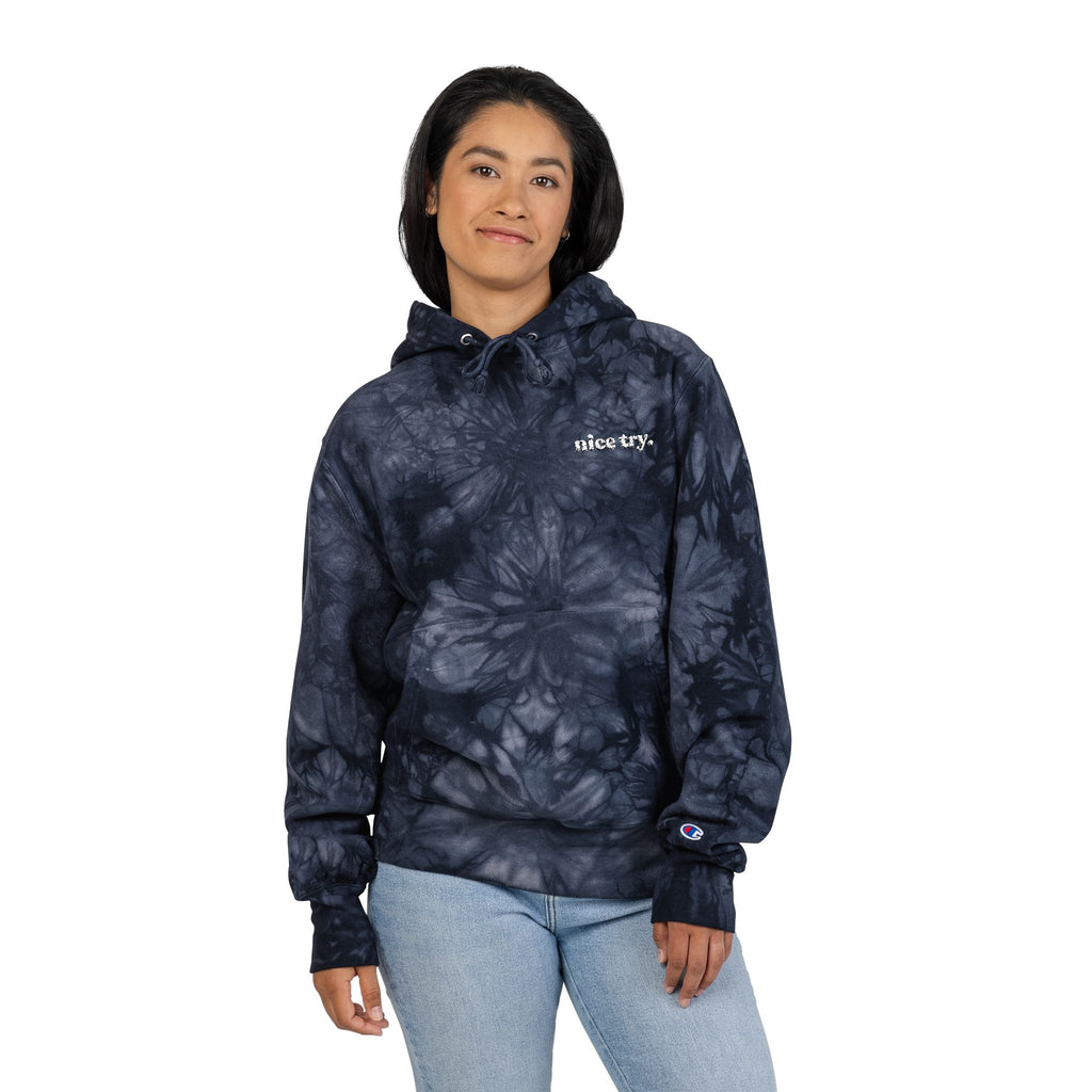 Nice Try Tie Dye Embroidered Hoodie