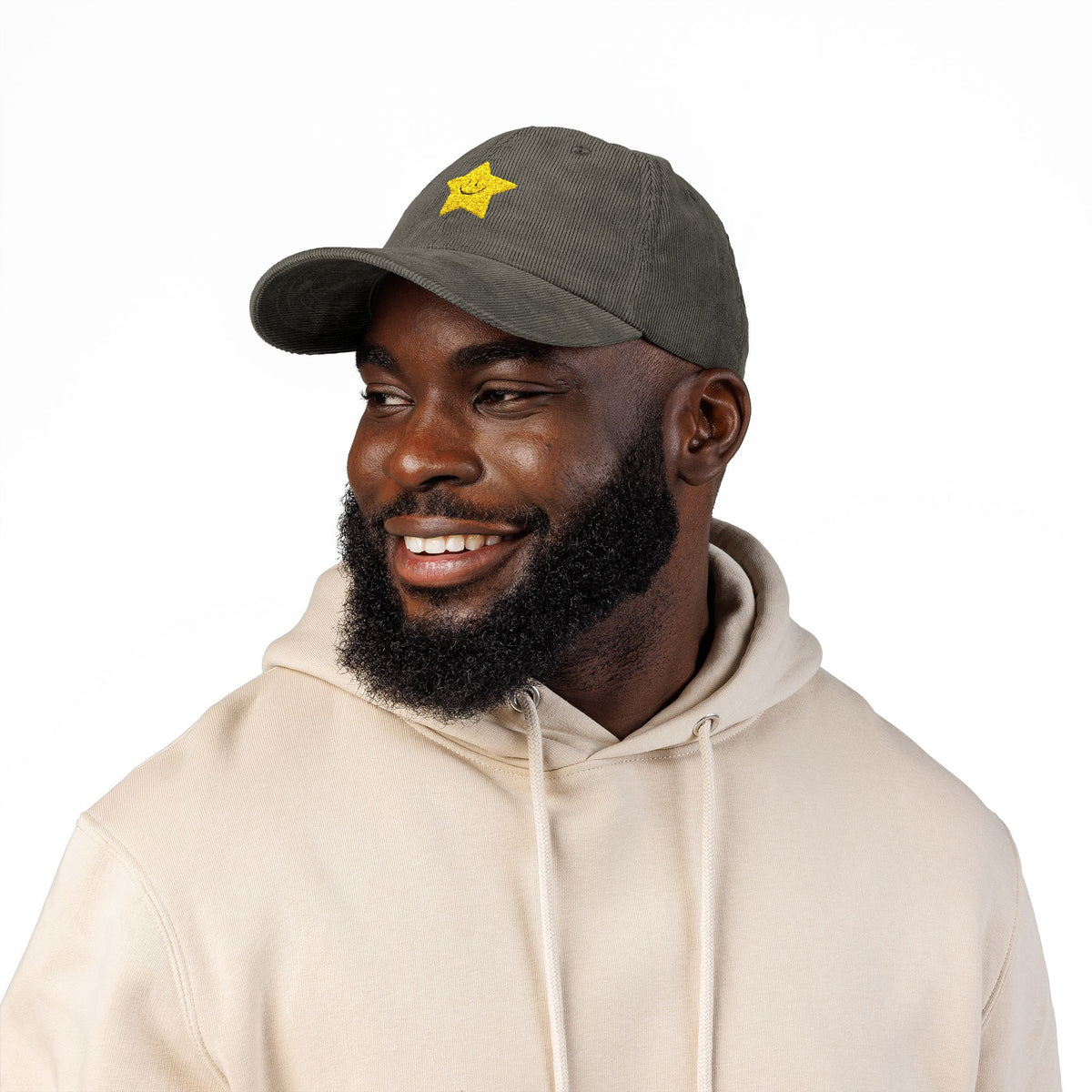 Nice Try Star Embroidered Cap – Vintage Corduroy Smile Baseball Hat