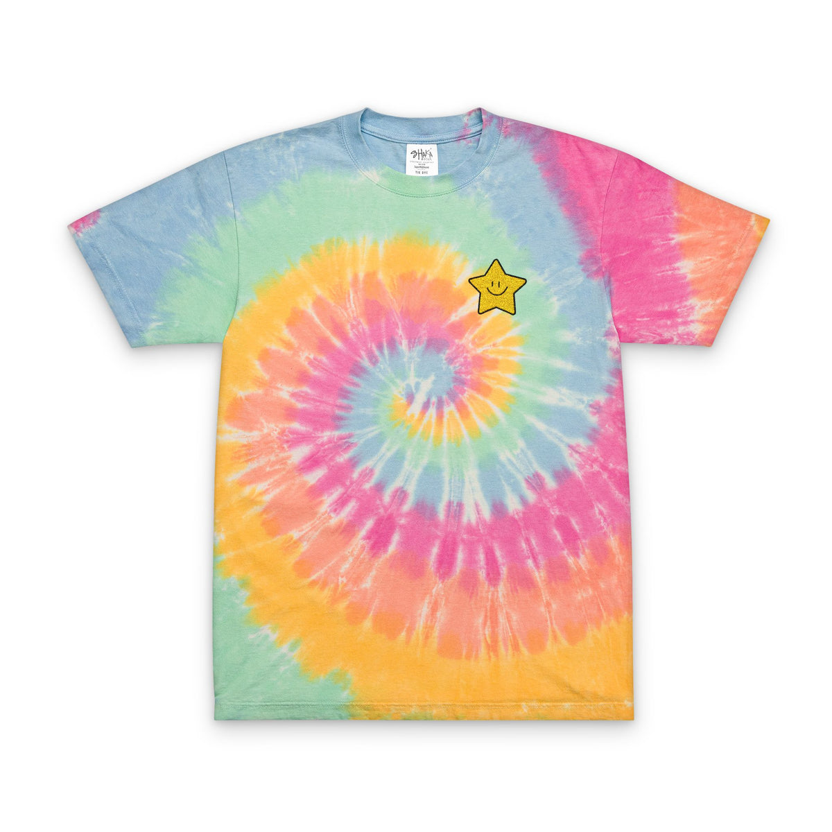 Nice Try Tie-Dye T-Shirt — Black & White Star Embroidery