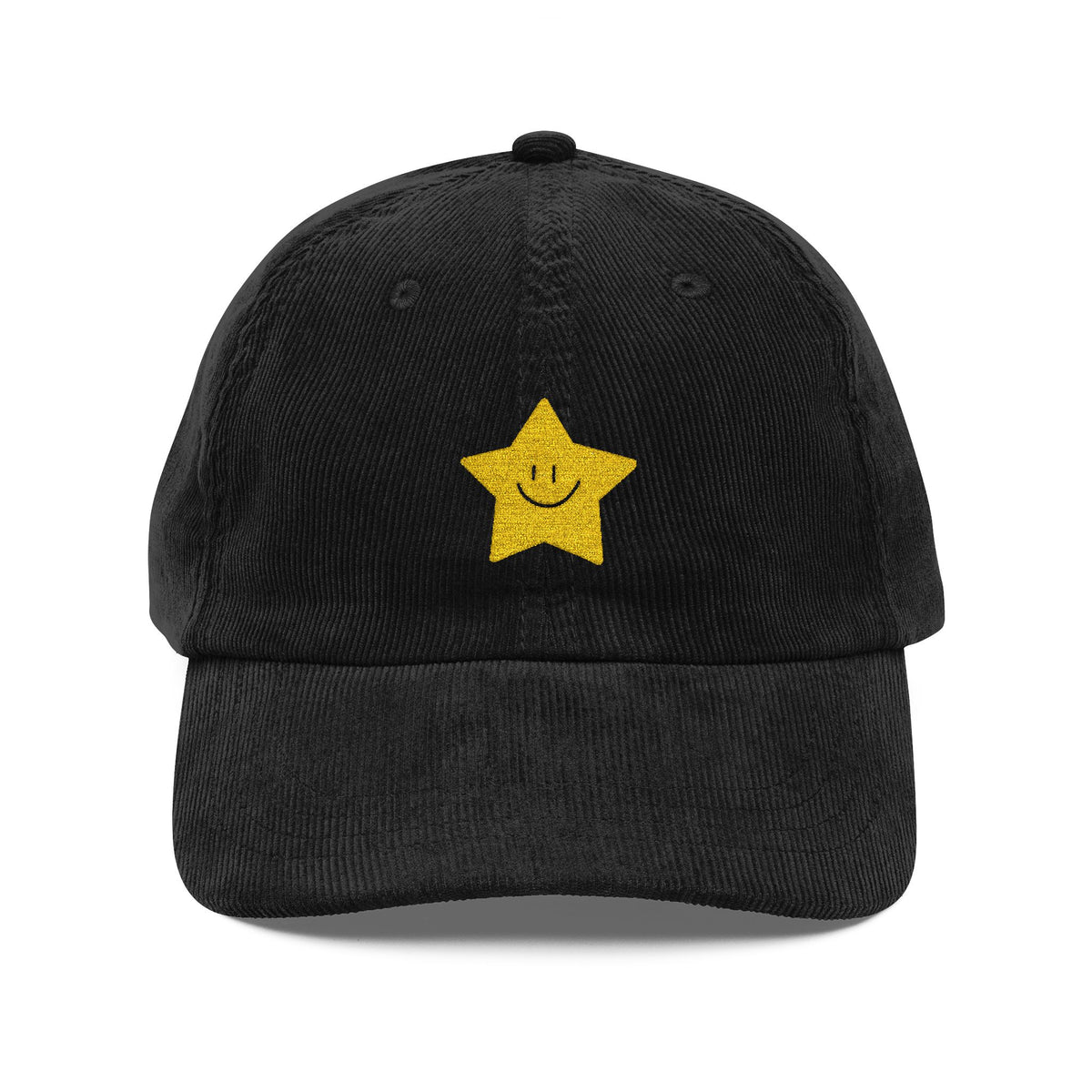 Nice Try Star Embroidered Cap – Vintage Corduroy Smile Baseball Hat