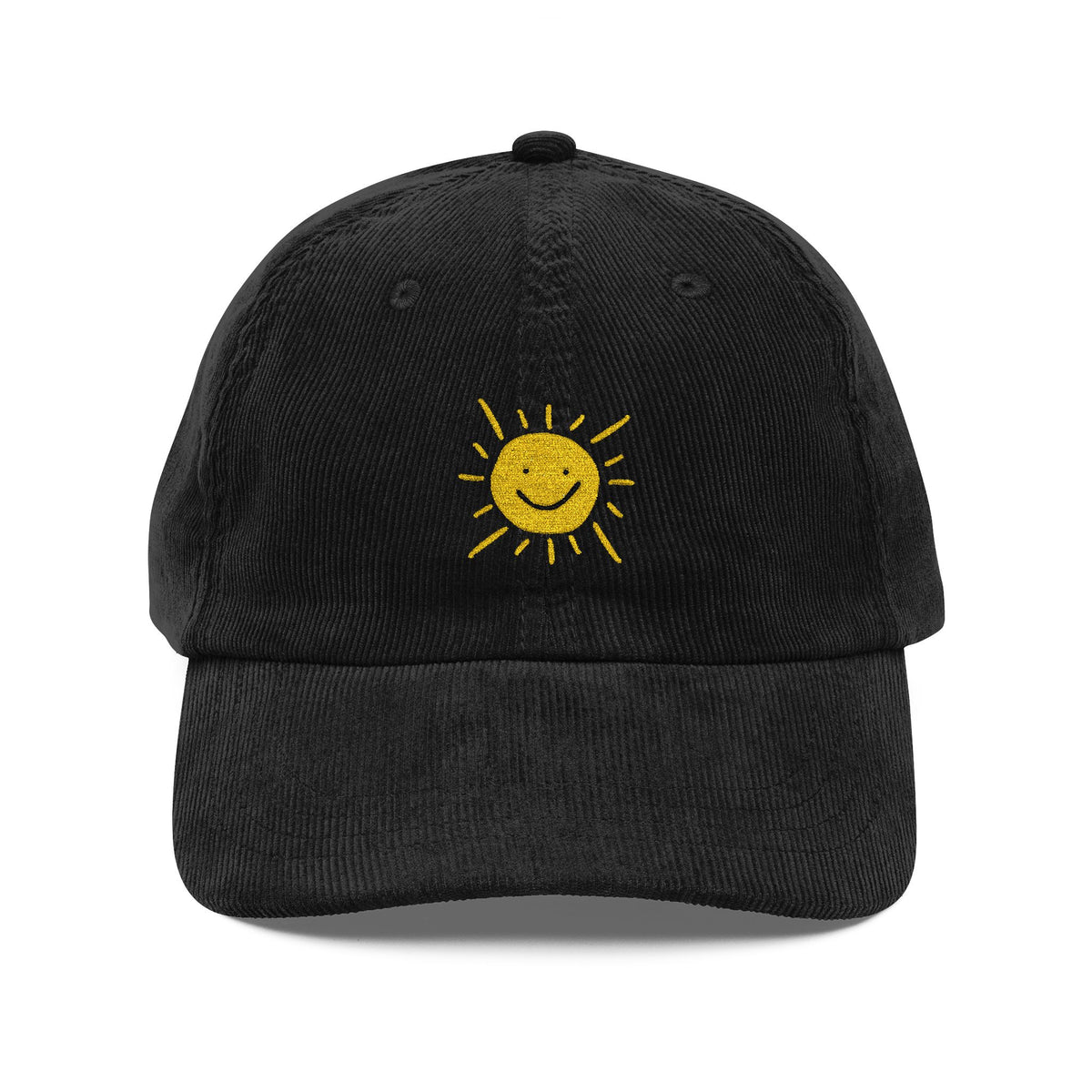 Nice Try Sun Embroidered Cap – Vintage Corduroy Smile Baseball Hat