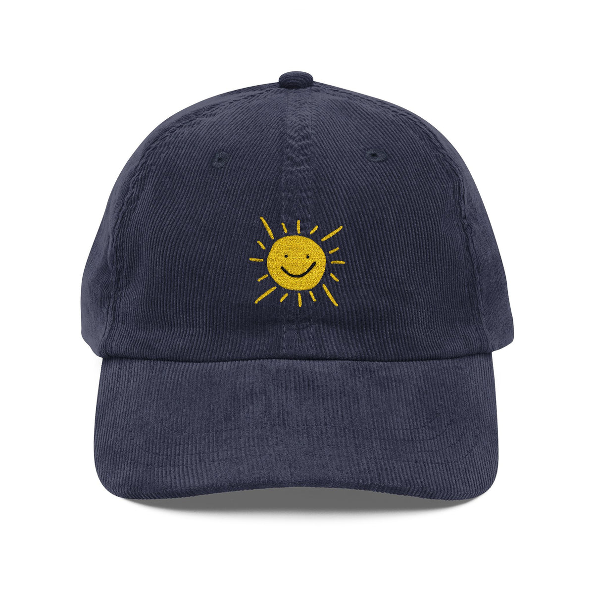Nice Try Sun Embroidered Cap – Vintage Corduroy Smile Baseball Hat