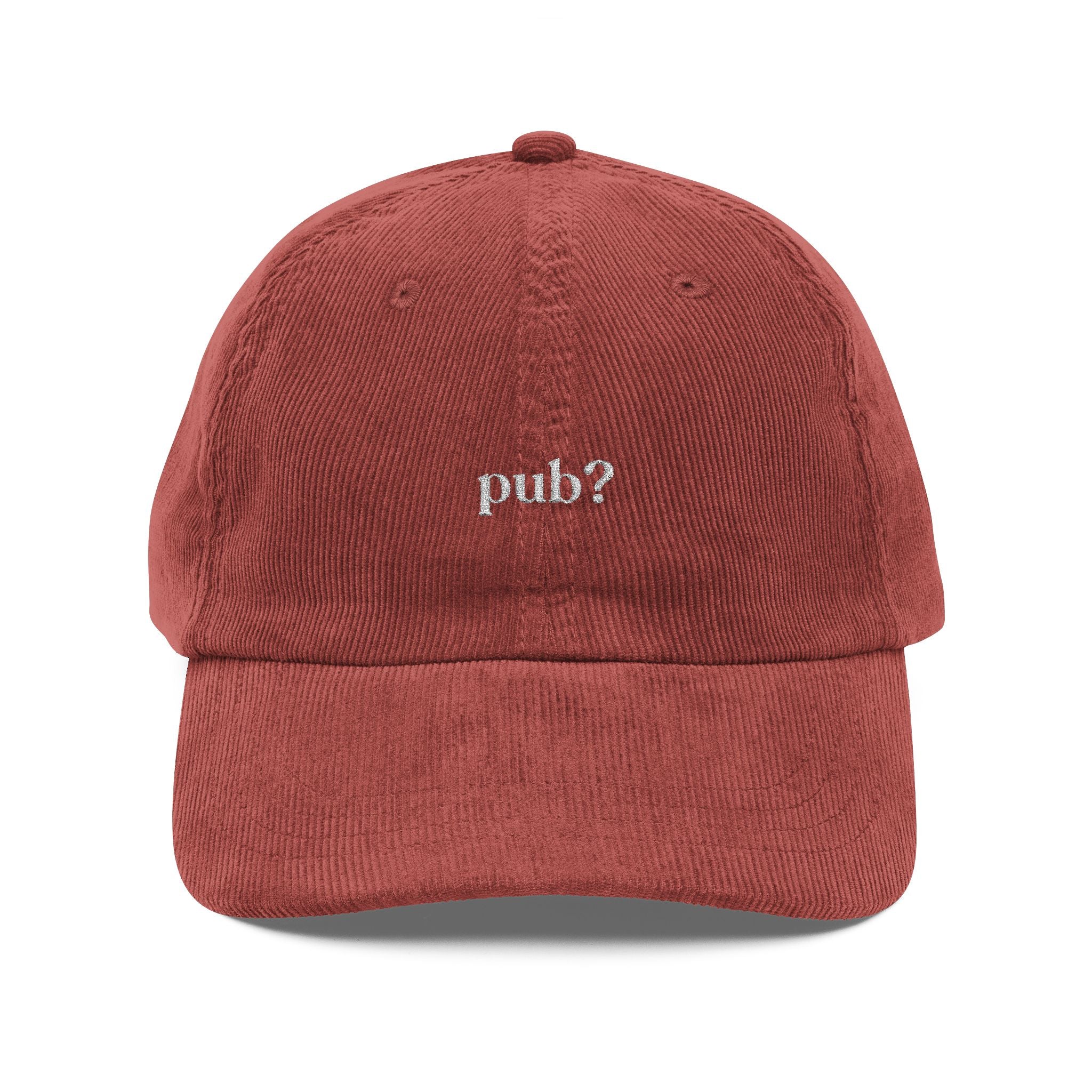 "pub?" embroidered cap – Vintage Cord Baseball Hat