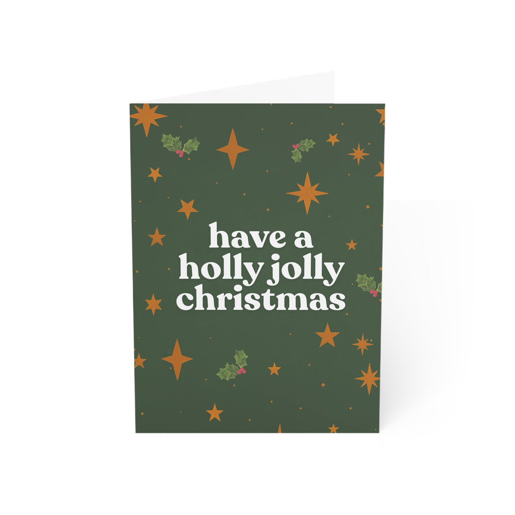 Holly Jolly Christmas Greeting Card — Festive Holiday Card (1/10/30/50 pcs)