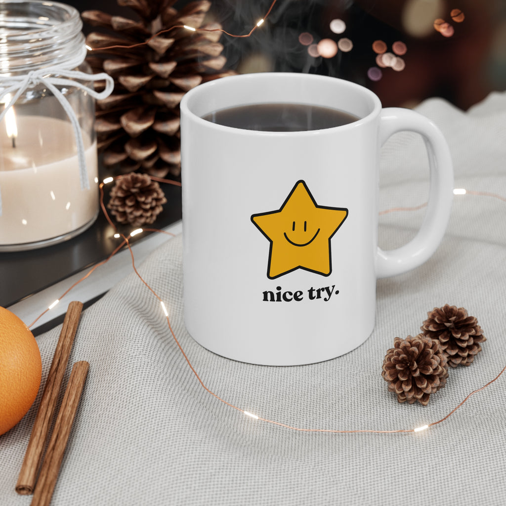 Nice Try Mug - Funny Cute Smile Coffee Cup (UK)