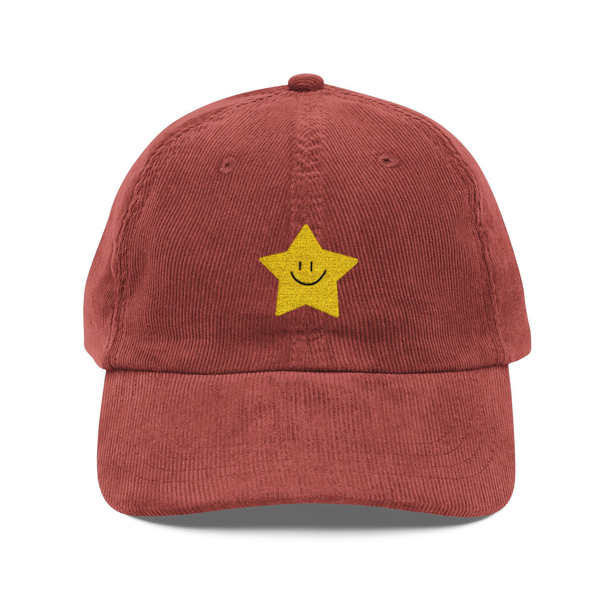 Nice Try Star Embroidered Cap – Vintage Corduroy Smile Baseball Hat