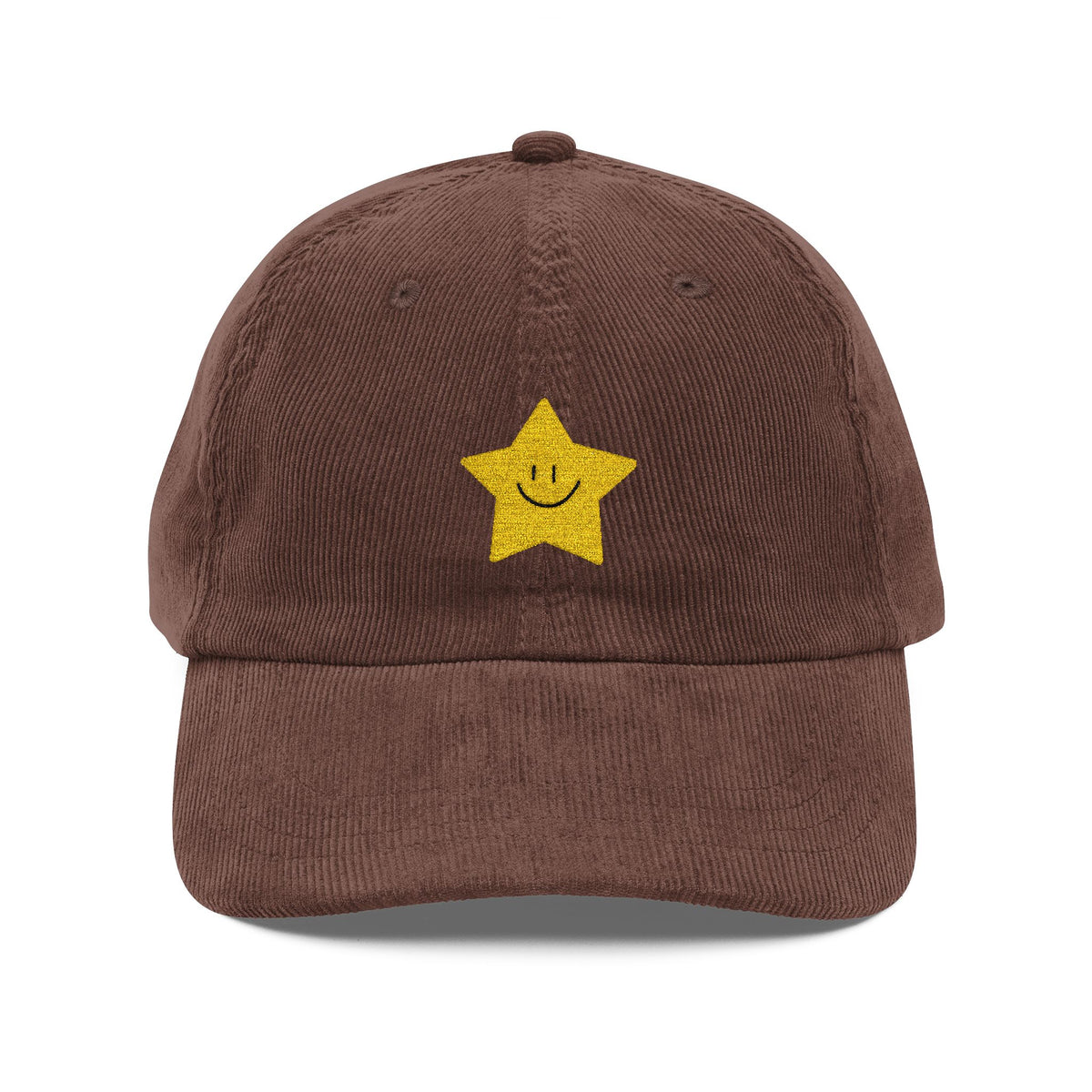 Nice Try Star Embroidered Cap – Vintage Corduroy Smile Baseball Hat