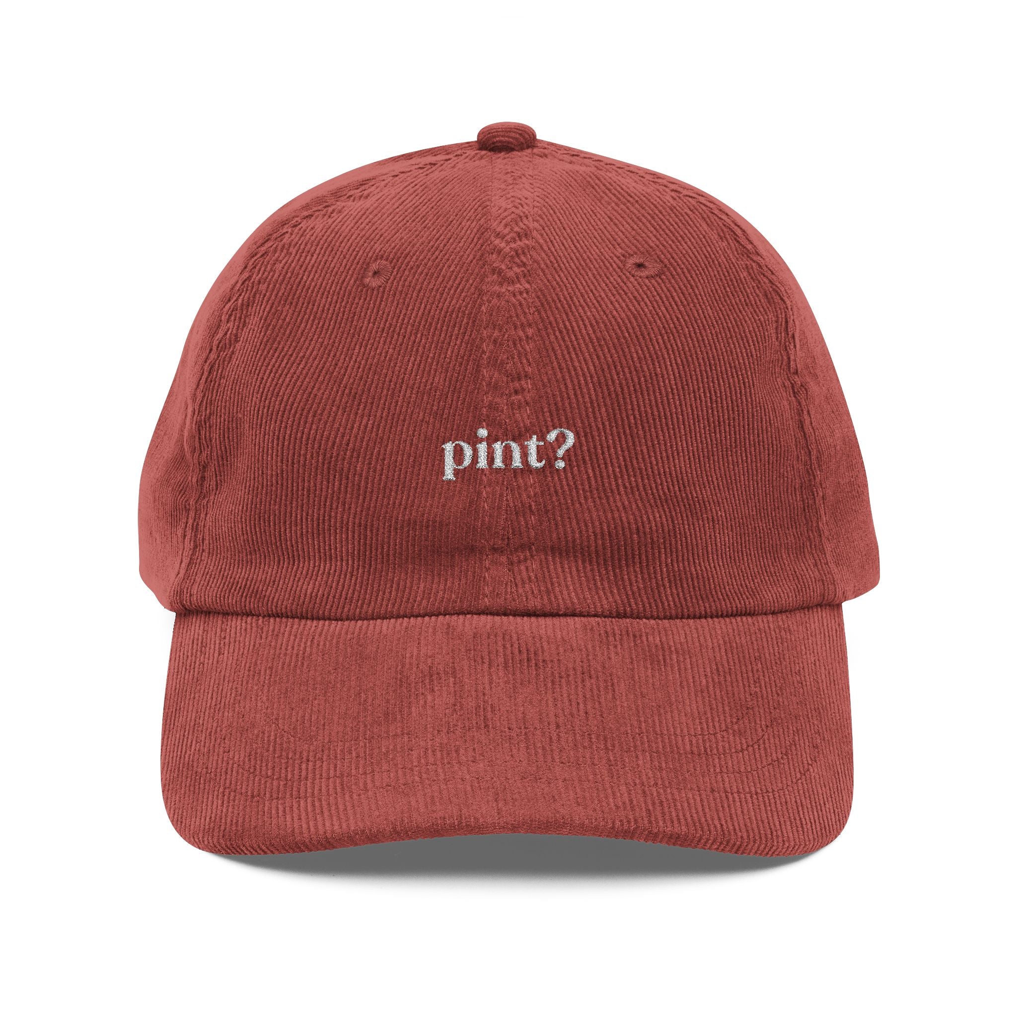 "pint?" embroidered cap – Vintage Cord Baseball Hat
